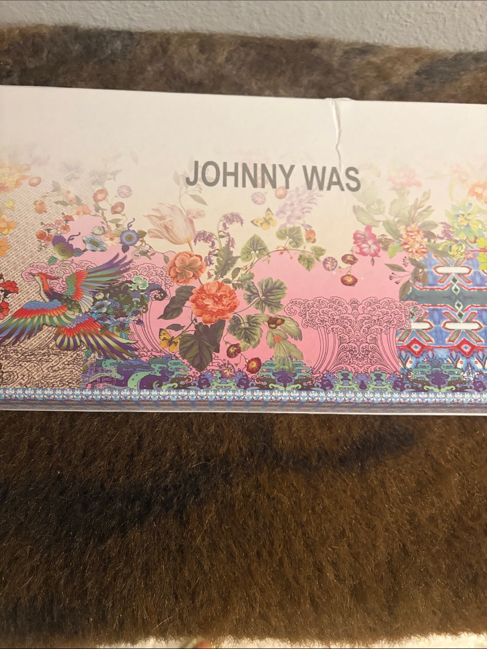 Johnny Was Blue and Red Floral 100%silk scarf - Picture 4 of 5
